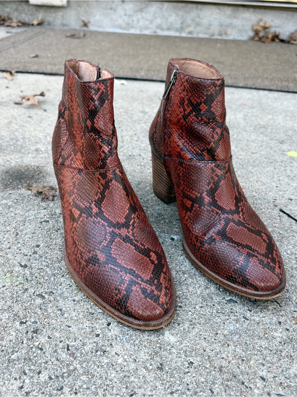 Madewell Snake Embossed Leather Ankle Boots Size 8 - Picture 12 of 16
